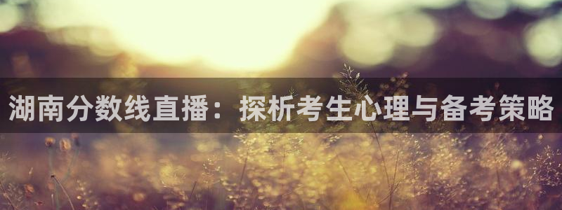 蓝鲸体育直播手机版下载：湖南分数线直播：探析考生心理与备考策略